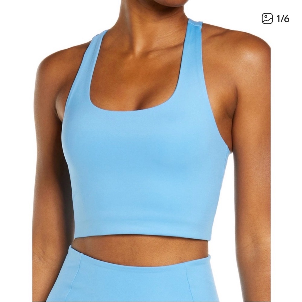 GIRLFRIEND COLLECTIVE Paloma Racerback Bra in Haze Blue Limited Edition